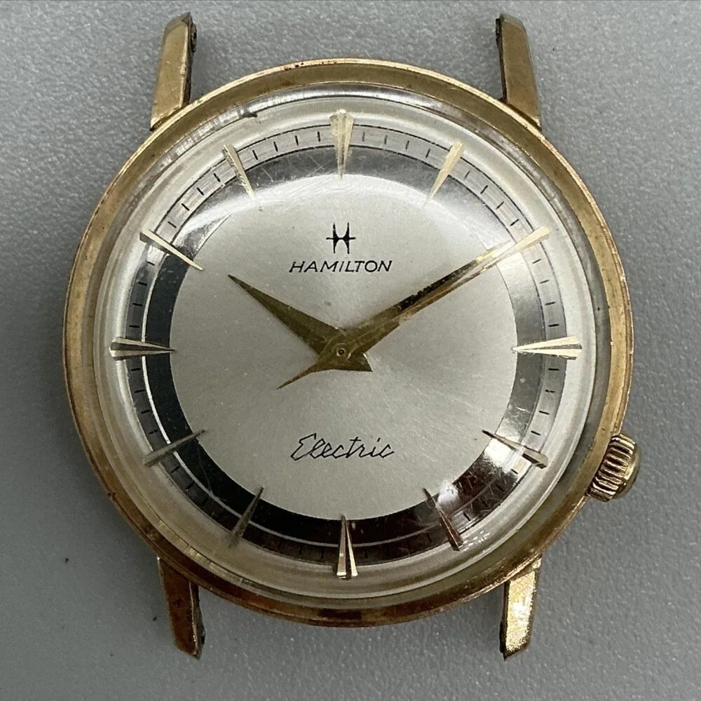 Vintage Hamilton Electric Mens Watch 32mm 10K RGP For Parts Repair Not Running